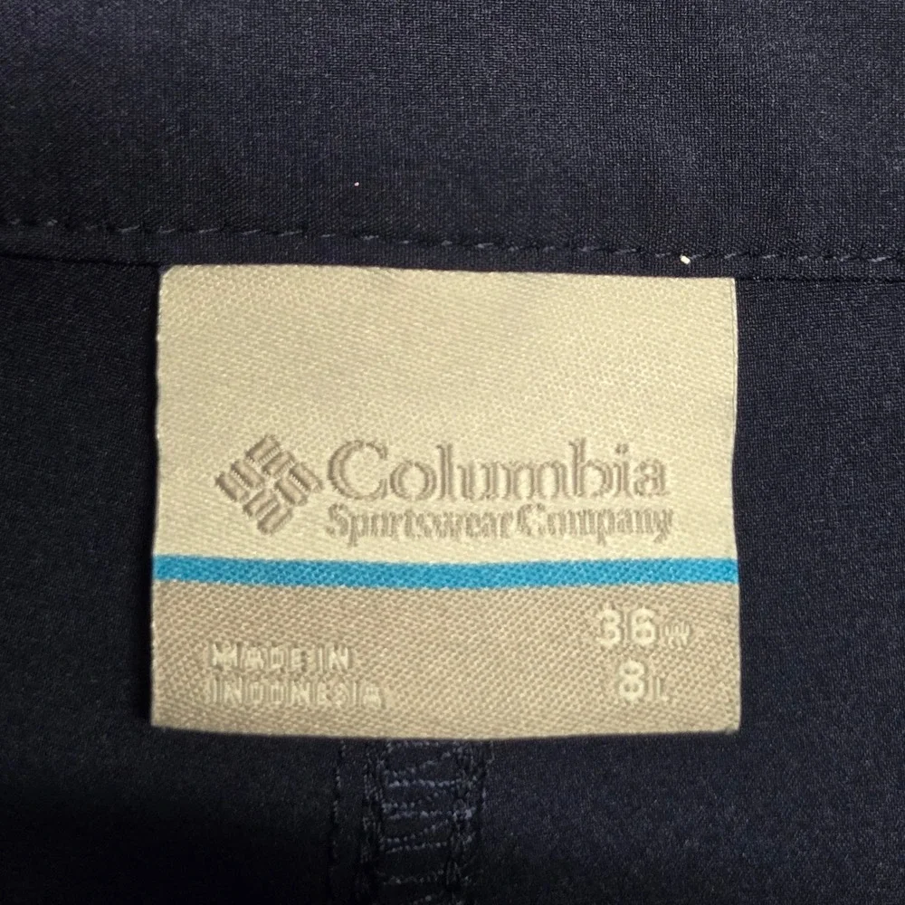 Columbia PFG Mens Navy Blue Performance‎ Fishing Cargo Shorts 36W 8L XM8501 EUC